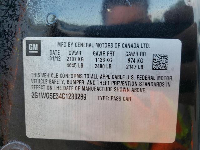 Photo 10 from auction – 2012 CHEVROLET IMPALA LT with VIN 2G1WG5E34C1230289