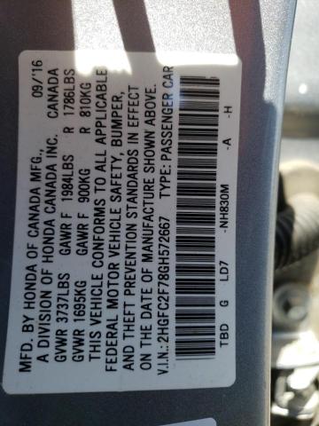 Photo 10 from auction – 2016 HONDA CIVIC EX with VIN 2HGFC2F78GH572667