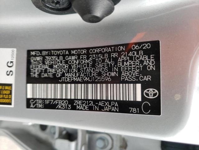 Photo 10 from auction – 2021 TOYOTA COROLLA LE with VIN JTDEPMAE9MJ125596