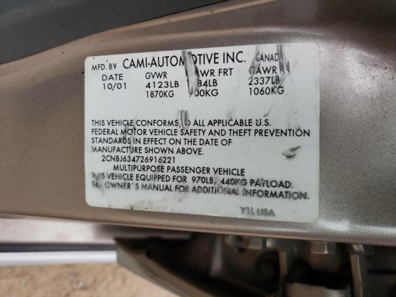 Photo 10 from auction – 2002 CHEVROLET TRACKER LT with VIN 2CNBJ634726916221