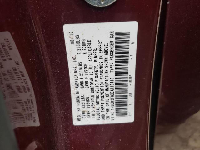 Photo 10 from auction – 2014 HONDA ACCORD EXL with VIN 1HGCR2F8XEA010419