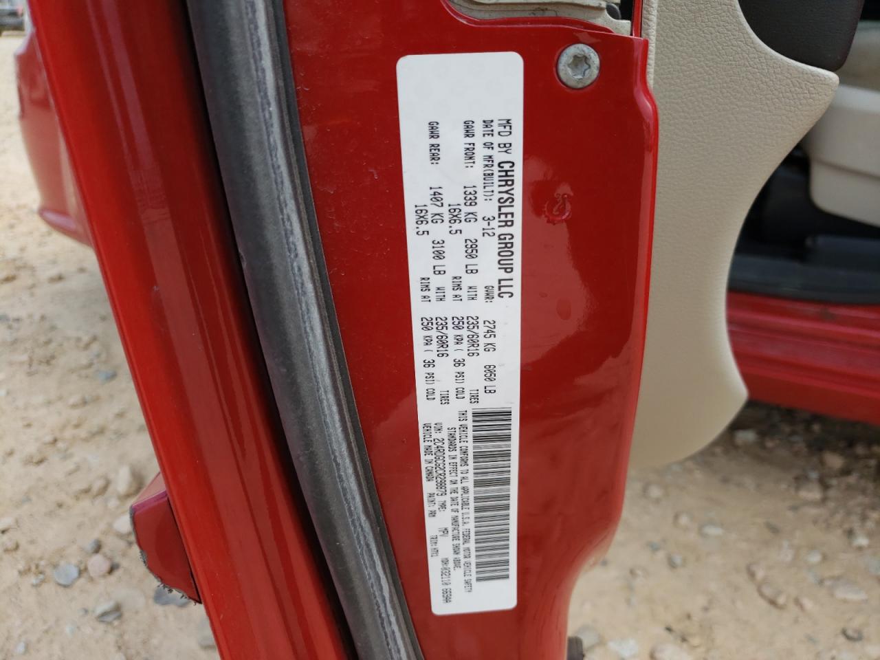 Photo 10 from auction – 2012 DODGE GRAND CARA with VIN 2C4RDGCG2CR298879