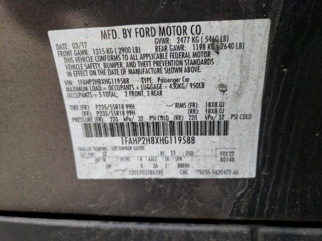 Photo 10 from auction – 2017 FORD TAURUS SEL with VIN 1FAHP2H8XHG119588