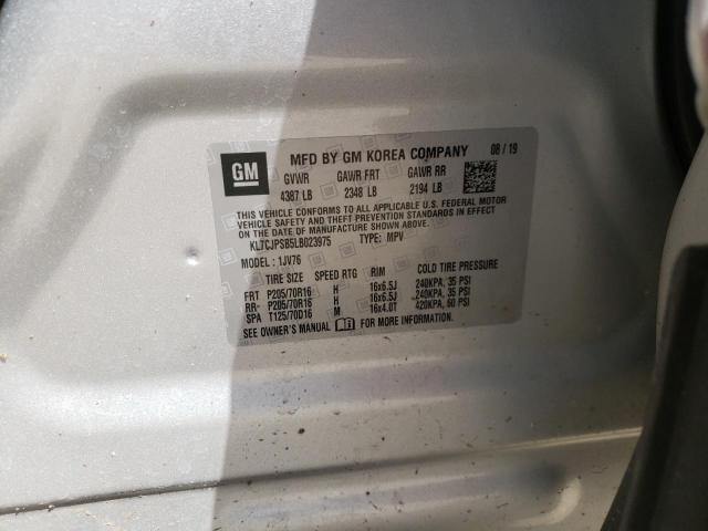 Photo 10 from auction – 2020 CHEVROLET TRAX 1LT with VIN KL7CJPSB5LB023975