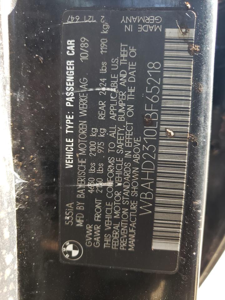 Photo 10 from auction – 1990 BMW 535 I AUTO with VIN WBAHD2310LBF65218