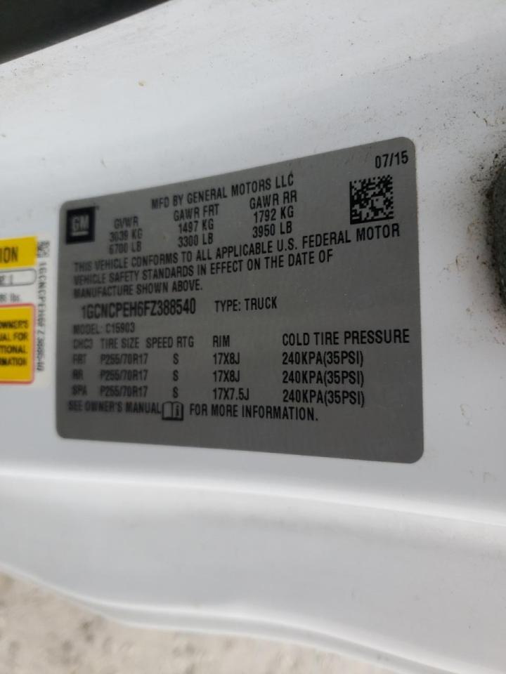 Photo 10 from auction – 2015 CHEVROLET SILVERADO with VIN 1GCNCPEH6FZ388540