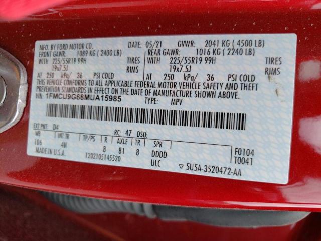 Photo 10 from auction – 2021 FORD ESCAPE SE with VIN 1FMCU9G68MUA15985