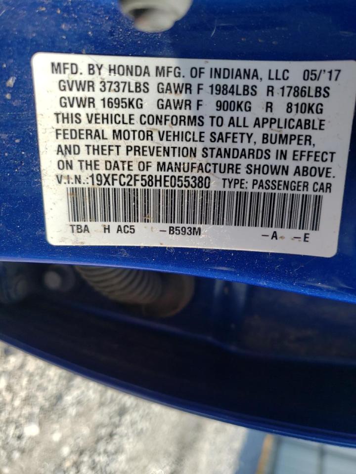 Photo 10 from auction – 2017 HONDA CIVIC LX with VIN 19XFC2F58HE055380