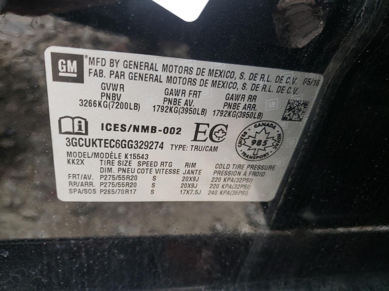 Photo 10 from auction – 2016 CHEVROLET SILVERADO with VIN 3GCUKTEC6GG329274