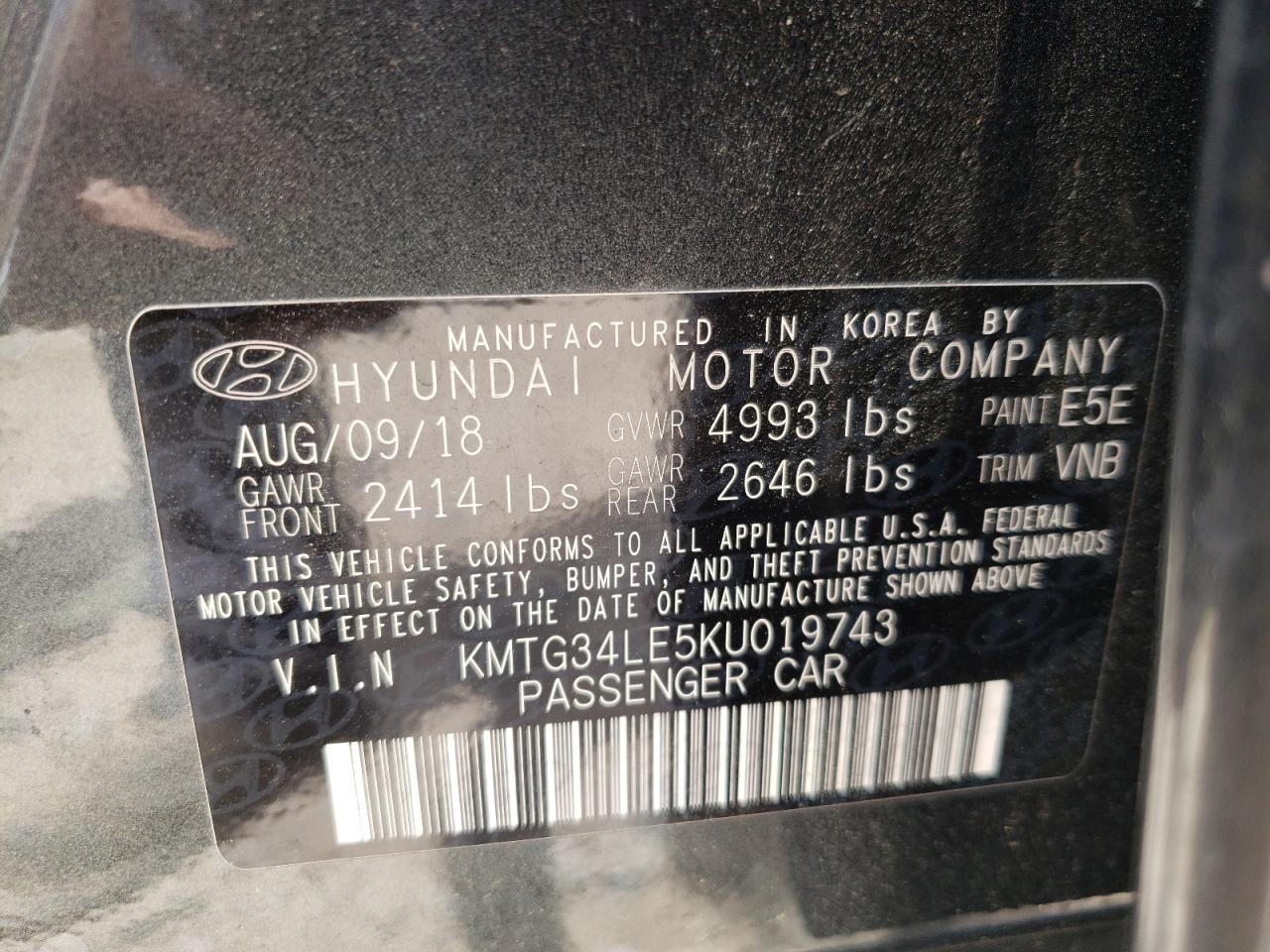 Photo 10 from auction – 2019 GENESIS G70 PRESTI with VIN KMTG34LE5KU019743