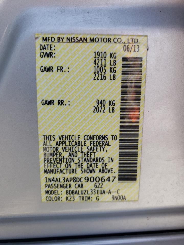Photo 10 from auction – 2013 NISSAN ALTIMA 2.5 with VIN 1N4AL3AP8DC900647