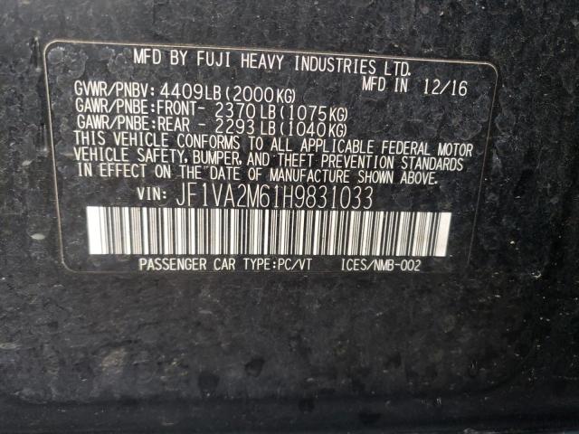 Photo 10 from auction – 2017 SUBARU WRX STI with VIN JF1VA2M61H9831033