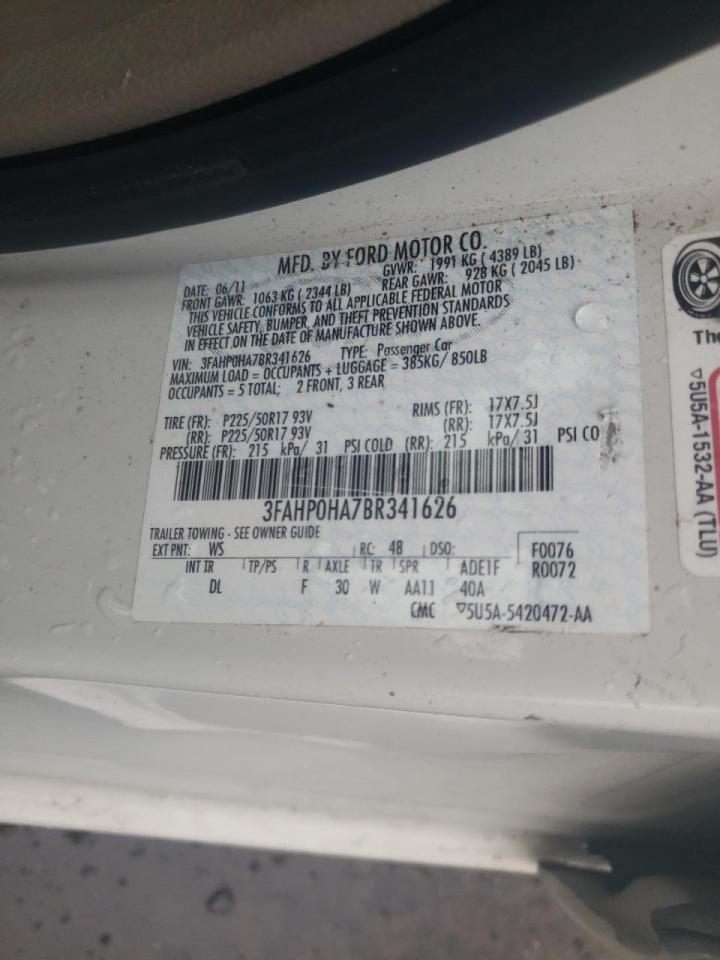 Photo 10 from auction – 2011 FORD FUSION SE with VIN 3FAHP0HA7BR341626
