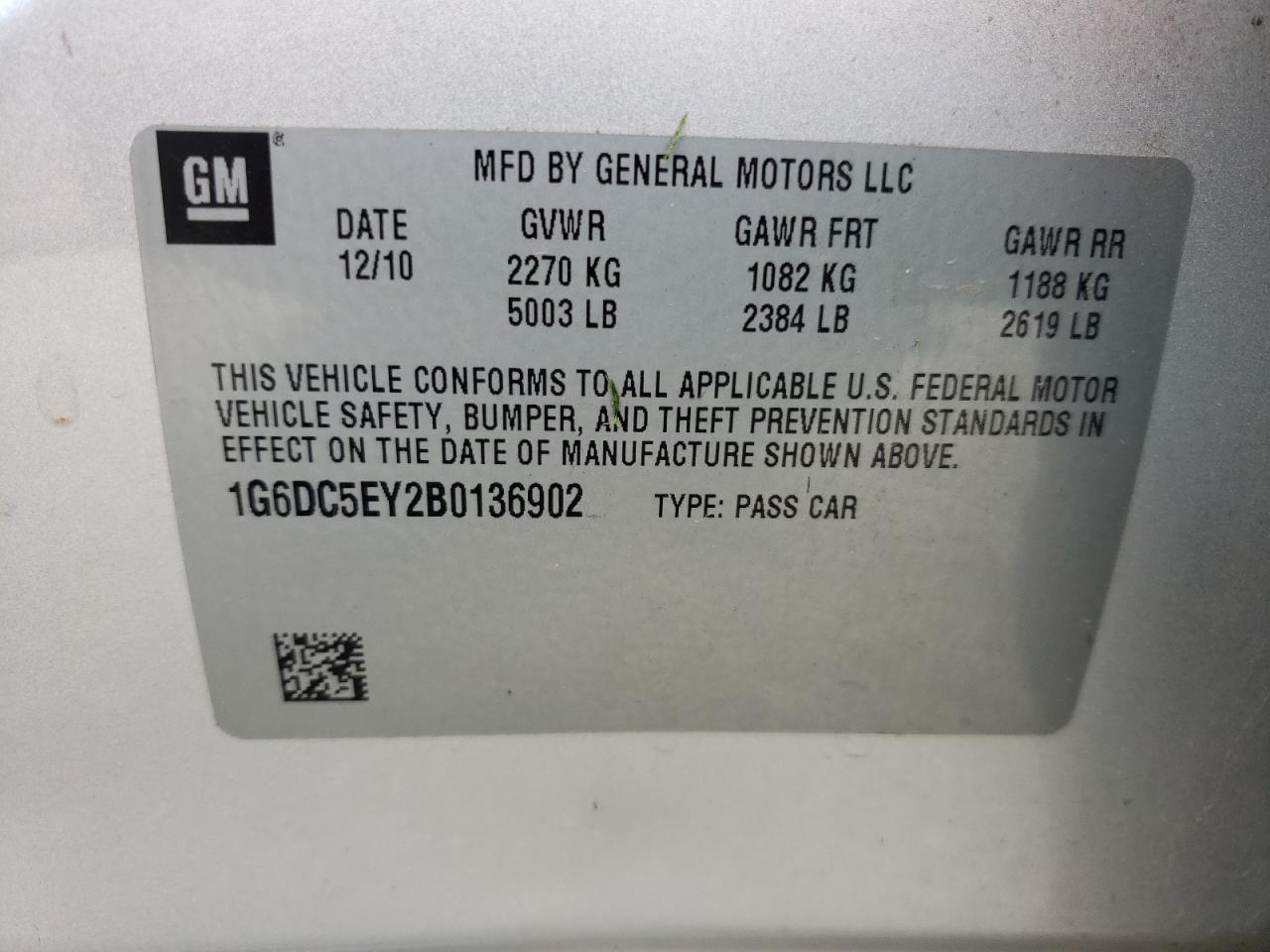 Photo 10 from auction – 2011 CADILLAC CTS with VIN 1G6DC5EY2B0136902
