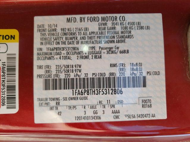 Photo 10 from auction – 2015 FORD MUSTANG with VIN 1FA6P8TH3F5312806