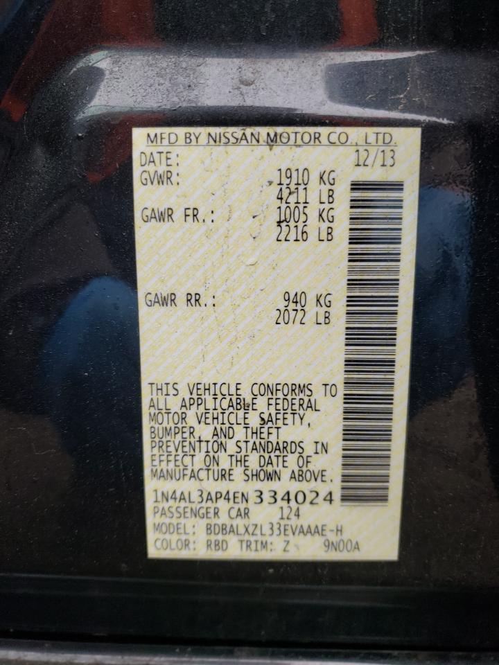 Photo 10 from auction – 2014 NISSAN ALTIMA 2.5 with VIN 1N4AL3AP4EN334024