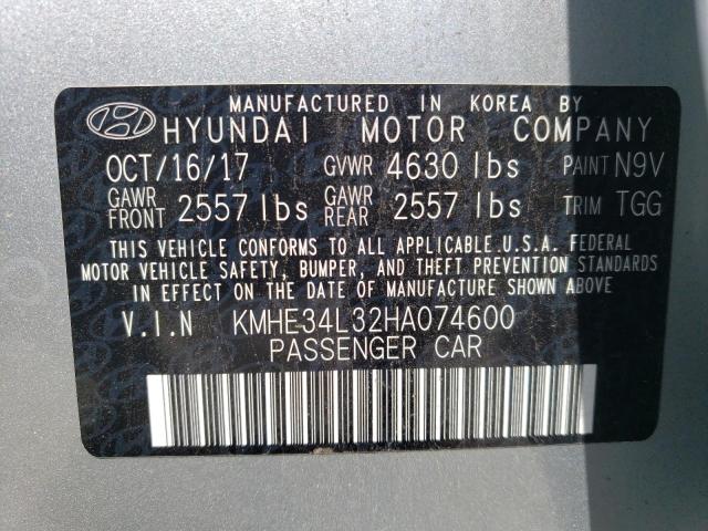 Photo 10 from auction – 2017 HYUNDAI SONATA HYB with VIN KMHE34L32HA074600