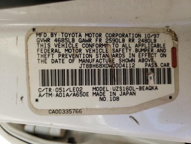 Photo 10 from auction – 1998 LEXUS GS 400 with VIN JT8BH68X0W0004112