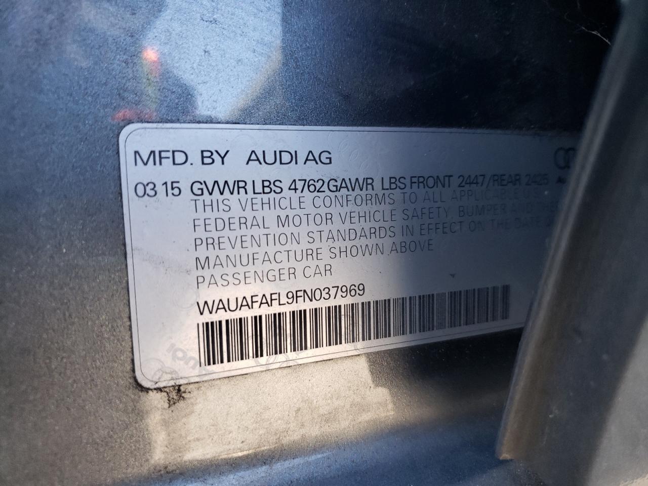 Photo 10 from auction – 2015 AUDI A4 PREMIUM with VIN WAUAFAFL9FN037969