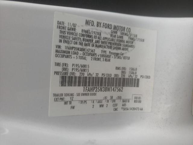 Photo 10 from auction – 2008 FORD FOCUS SE with VIN 1FAHP35N38W147562