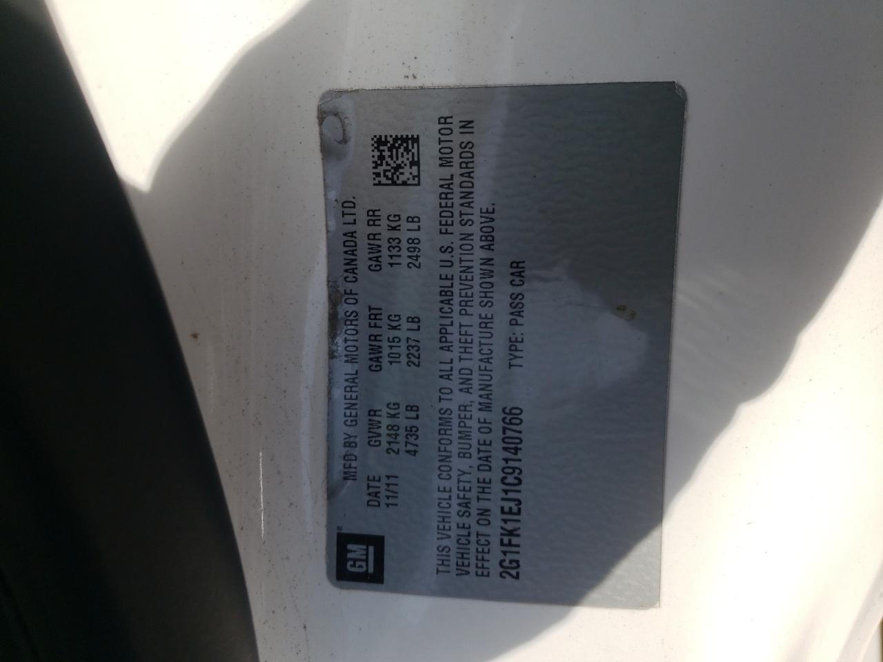 Photo 10 from auction – 2012 CHEVROLET CAMARO 2SS with VIN 2G1FK1EJ1C9140766