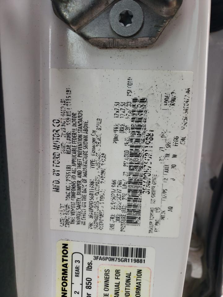 Photo 10 from auction – 2016 FORD FUSION SE with VIN 3FA6P0H75GR119881