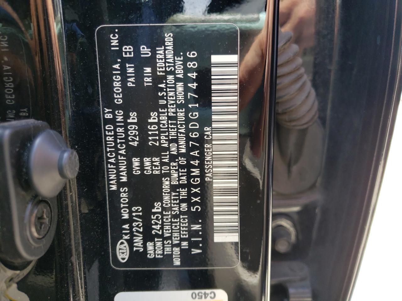Photo 10 from auction – 2013 KIA OPTIMA LX with VIN 5XXGM4A76DG174486
