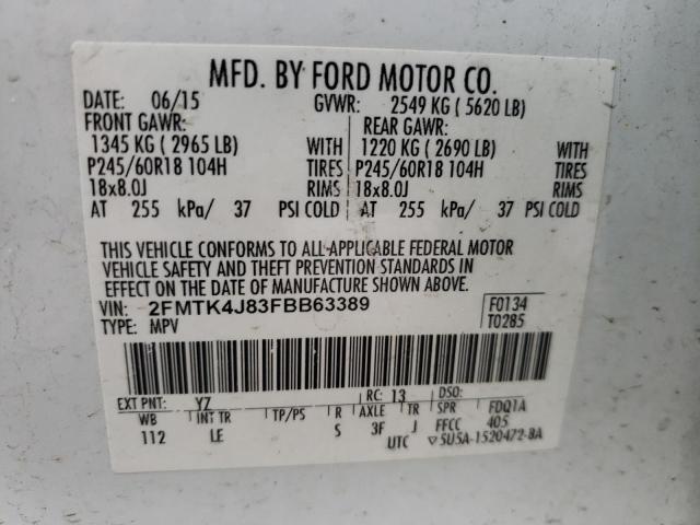 Photo 10 from auction – 2015 FORD EDGE SEL with VIN 2FMTK4J83FBB63389