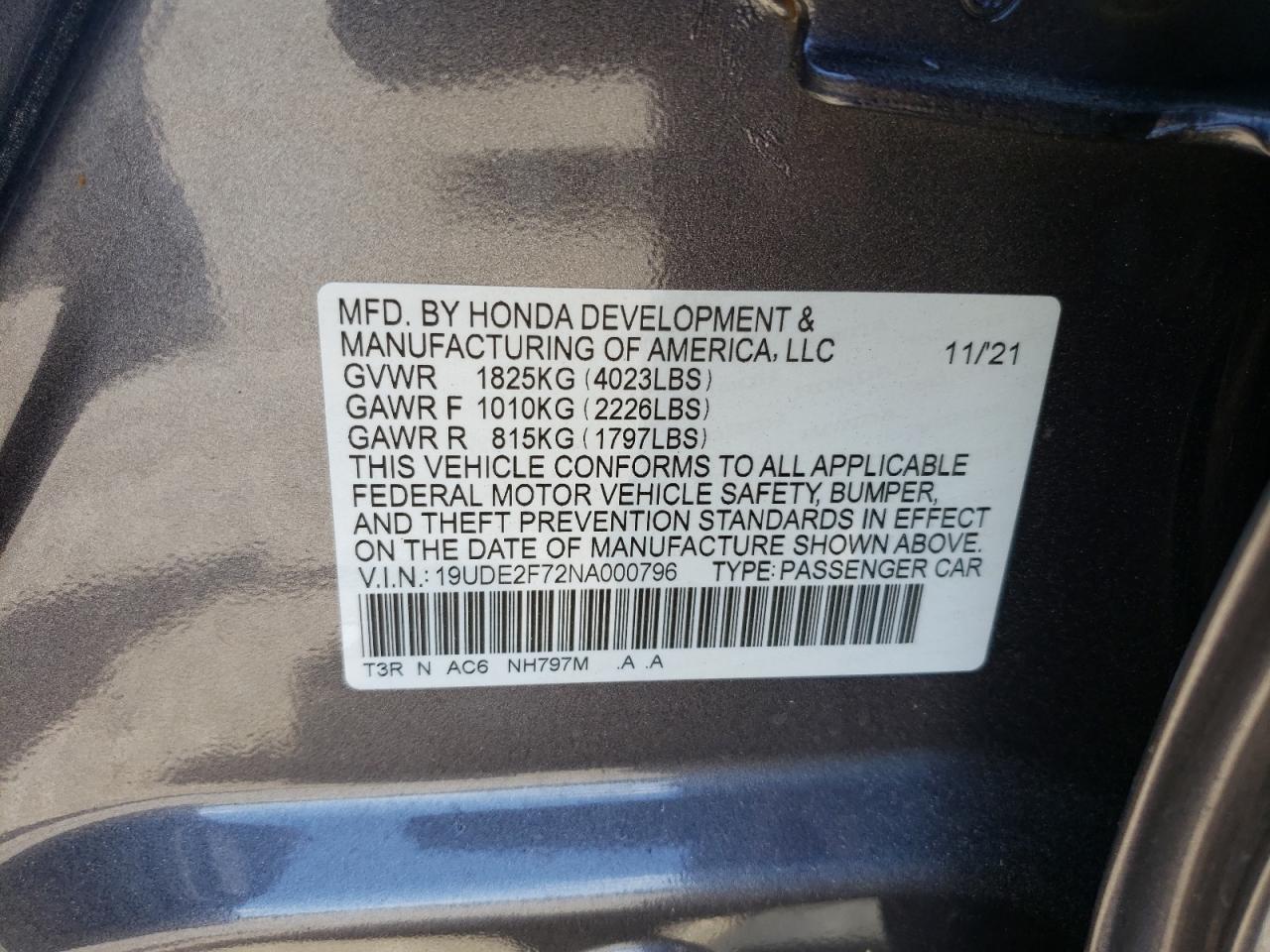 Photo 10 from auction – 2022 ACURA ILX PREMIU with VIN 19UDE2F72NA000796