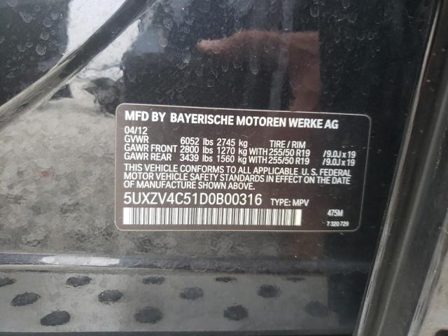 Photo 10 from auction – 2013 BMW X5 XDRIVE3 with VIN 5UXZV4C51D0B00316