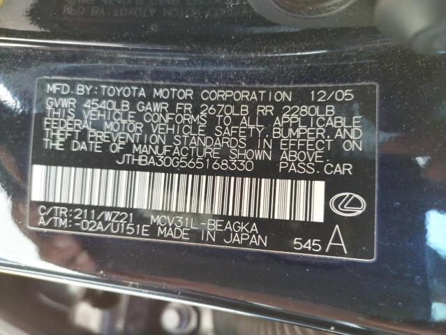 Photo 10 from auction – 2006 LEXUS ES 330 with VIN JTHBA30G565168330