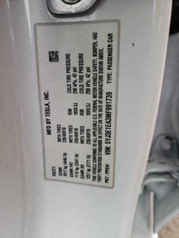 Photo 10 from auction – 2021 TESLA MODEL 3 with VIN 5YJ3E1EA3MF991739