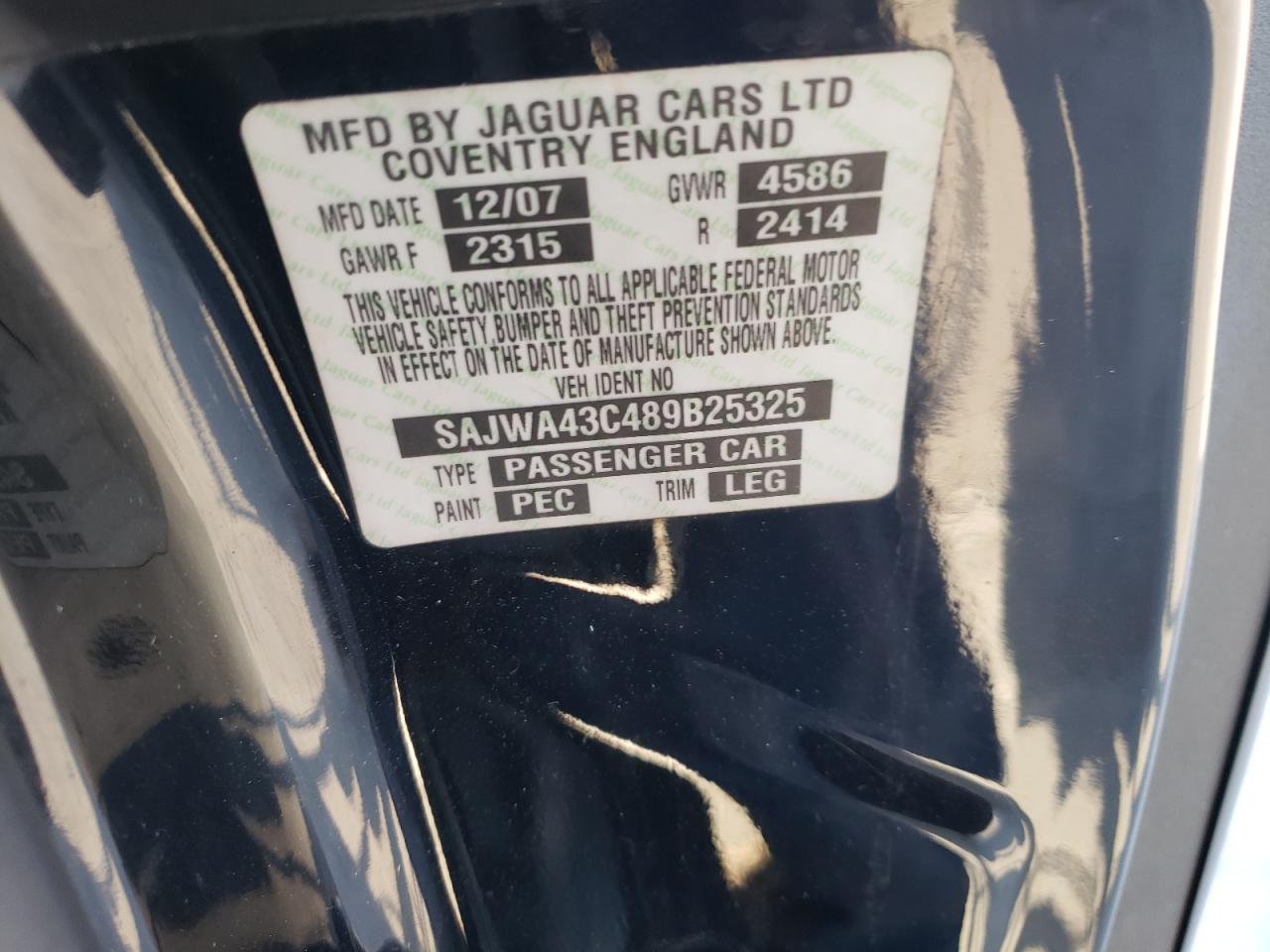 Photo 10 from auction – 2008 JAGUAR XKR with VIN SAJWA43C489B25325