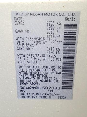 Photo 10 from auction – 2014 NISSAN PATHFINDER with VIN 5N1AR2MM0EC602093