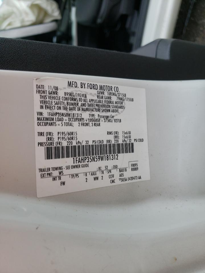 Photo 10 from auction – 2009 FORD FOCUS SE with VIN 1FAHP35N59W181312
