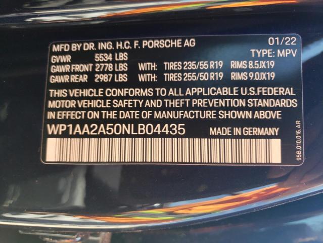 Photo 10 from auction – 2022 PORSCHE MACAN with VIN WP1AA2A50NLB04435