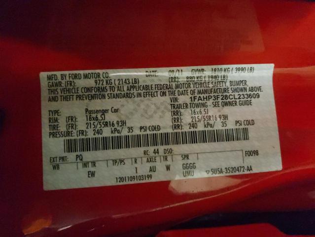 Photo 10 from auction – 2012 FORD FOCUS SE with VIN 1FAHP3F28CL233609