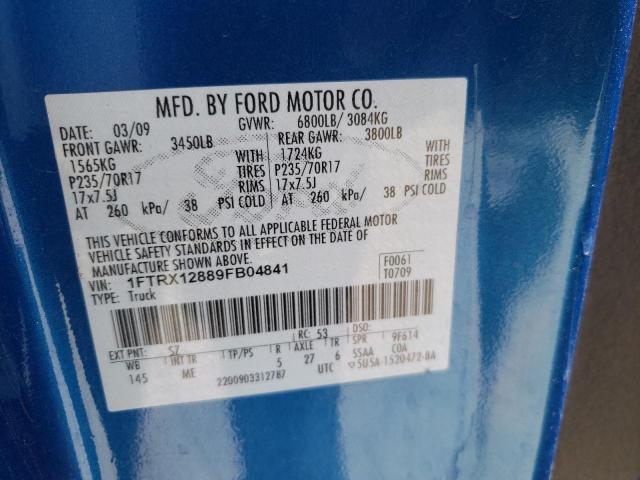 Photo 10 from auction – 2009 FORD F150 SUPER with VIN 1FTRX12889FB04841