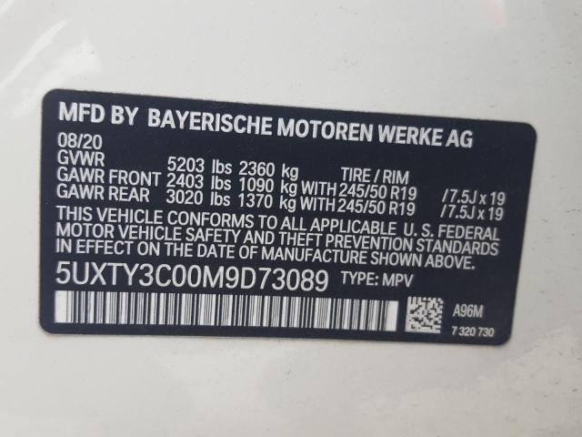 Photo 10 from auction – 2021 BMW X3 SDRIVE3 with VIN 5UXTY3C00M9D73089