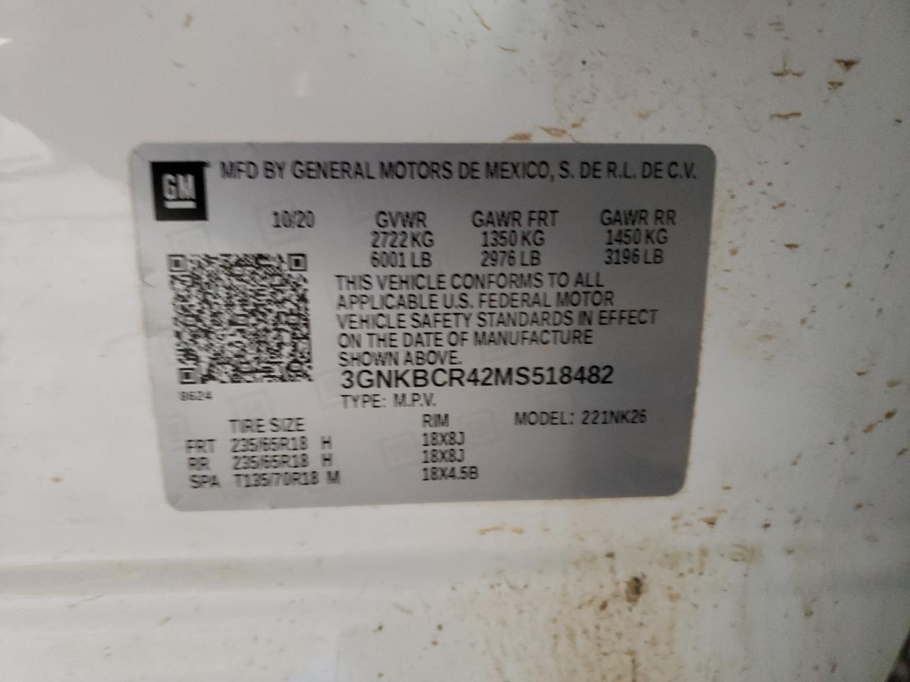 Photo 10 from auction – 2021 CHEVROLET BLAZER 2LT with VIN 3GNKBCR42MS518482