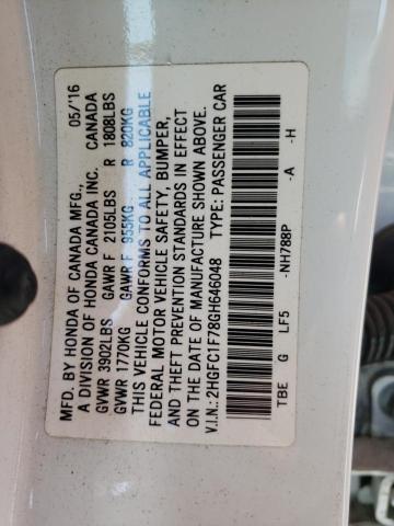 Photo 10 from auction – 2016 HONDA CIVIC EXL with VIN 2HGFC1F78GH646048