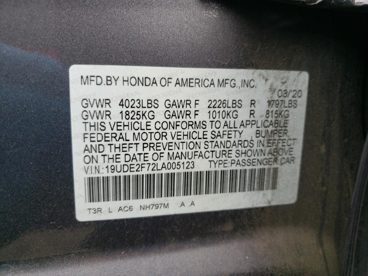 Photo 10 from auction – 2020 ACURA ILX PREMIU with VIN 19UDE2F72LA005123