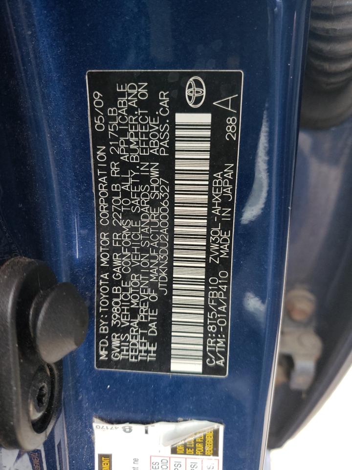Photo 10 from auction – 2010 TOYOTA PRIUS with VIN JTDKN3DU2A0006327