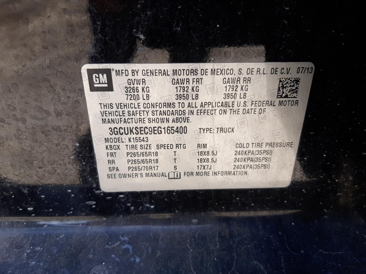 Photo 10 from auction – 2014 CHEVROLET SILVERADO with VIN 3GCUKSEC9EG165400