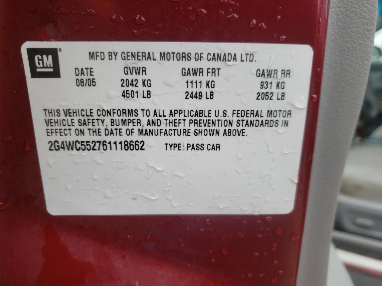 Photo 10 from auction – 2006 BUICK LACROSSE C with VIN 2G4WC552761118662
