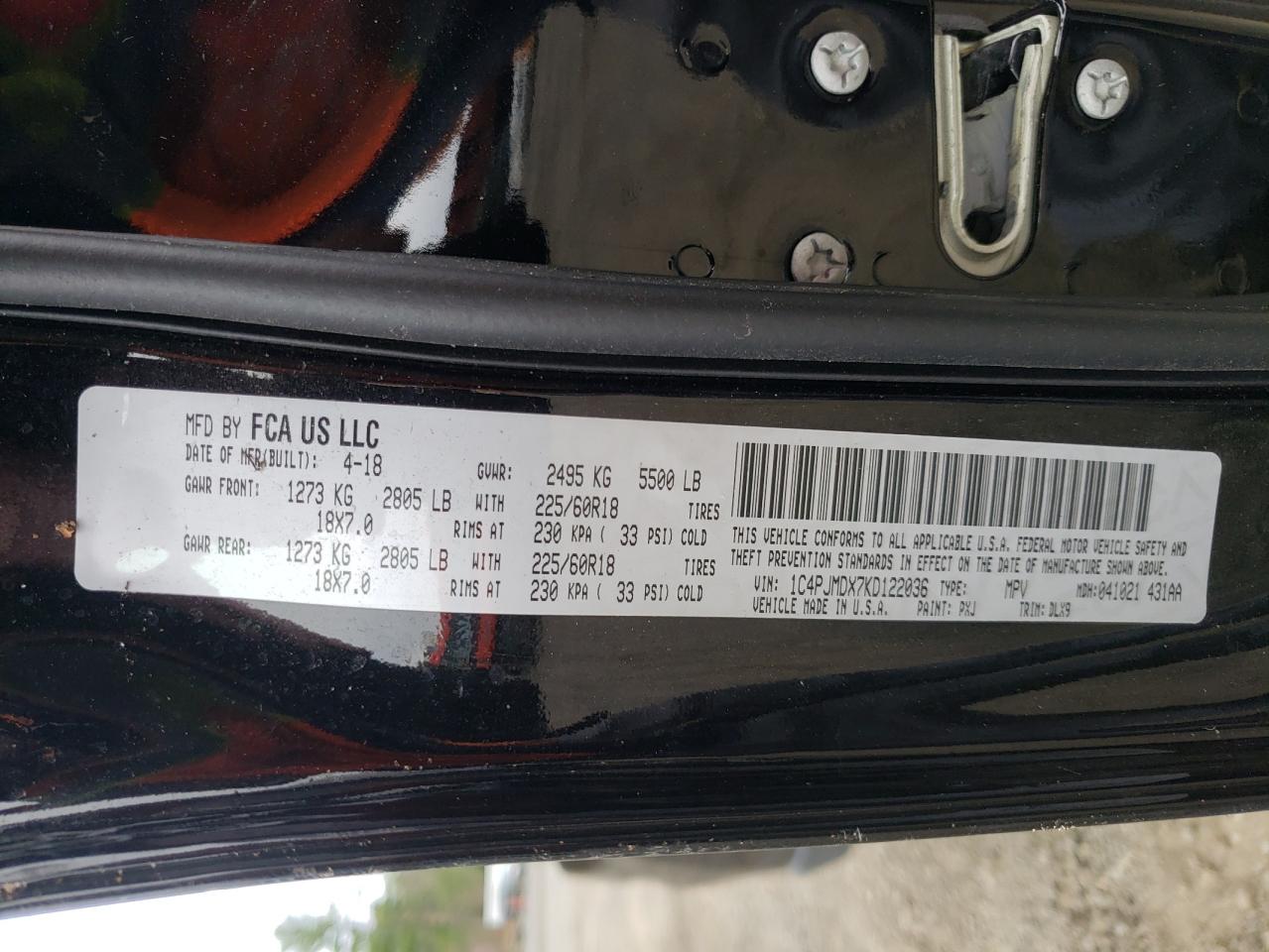 Photo 10 from auction – 2019 JEEP CHEROKEE L with VIN 1C4PJMDX7KD122036