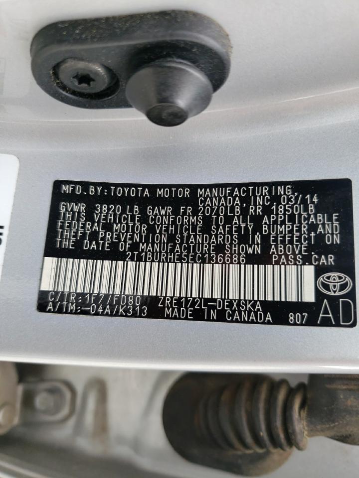 Photo 10 from auction – 2014 TOYOTA COROLLA L with VIN 2T1BURHE5EC136686
