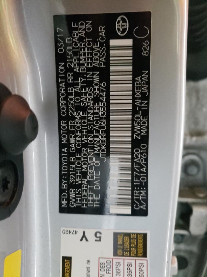 Photo 10 from auction – 2017 TOYOTA PRIUS with VIN JTDKBRFU6H3554476