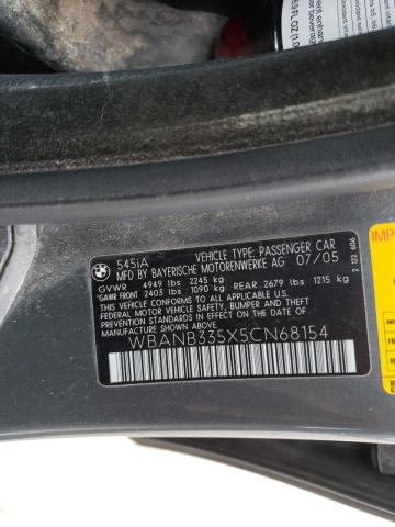 Photo 10 from auction – 2005 BMW 545 I with VIN WBANB335X5CN68154