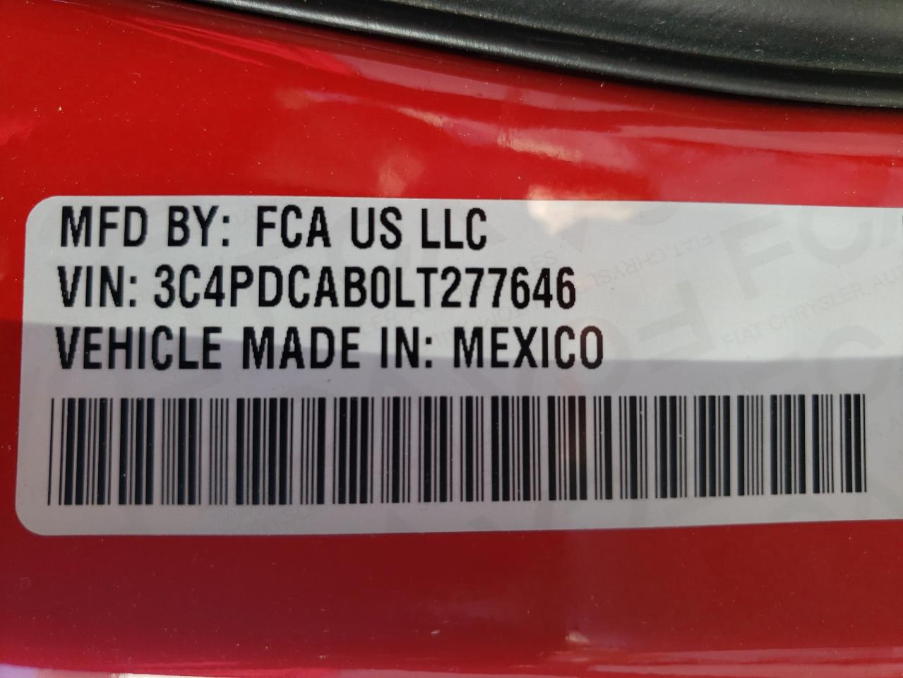Photo 10 from auction – 2020 DODGE JOURNEY SE with VIN 3C4PDCAB0LT277646